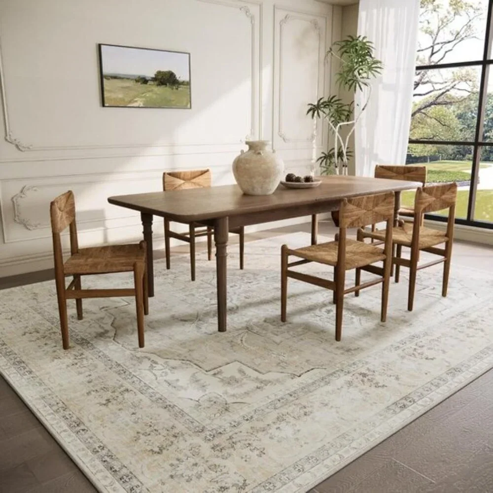 New 5x7 Washable Area Rug Vintage Boho Non-Slip Soft Carpet for Living Room
